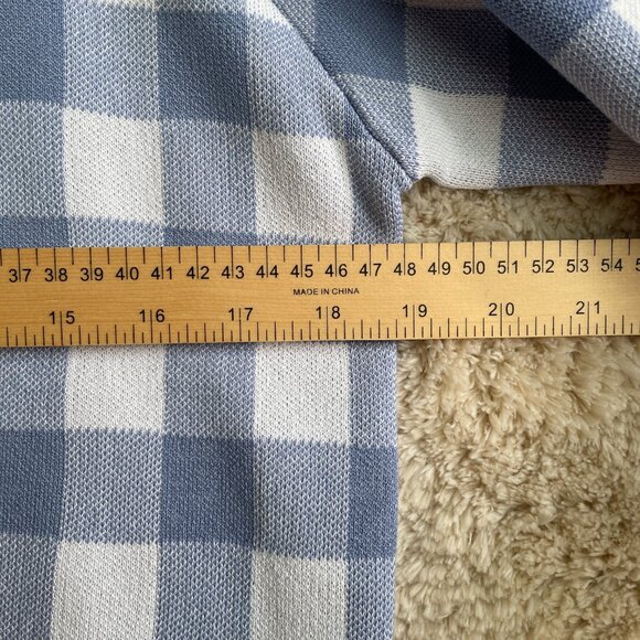 Womens Plaid Cardigan Sweater Blue White Size S CelebShop edition Korean Preppy - Picture 4 of 6